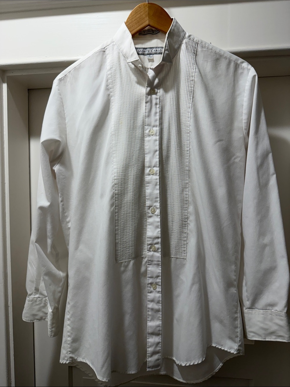 Monte Carlo White Pleated-Front Men's Dress Shirt
